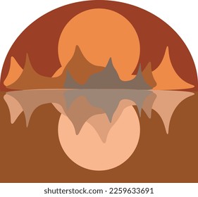 double sunset  mountain design landscape background  illustration