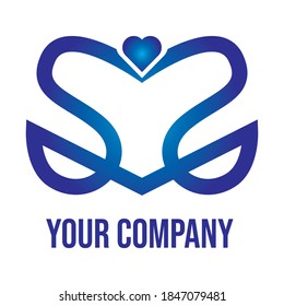 double swan love icon on isolated white background