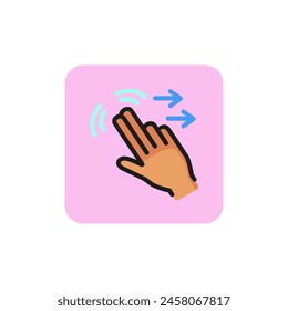 Double swipe right line icon. Touchpad, moving, two fingers. Gesturing concept. Can be used for topics like mobile app, digital screen, guidance.