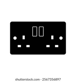 Double switched socket black and white flat vector icon and symbol design