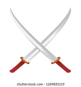 Double sword cross vector illustrated. Sword design for gaming.