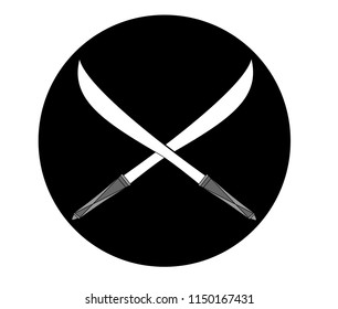 
Double sword on black background