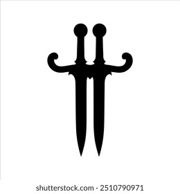 Double sword silhouette vector illustration design on white background.