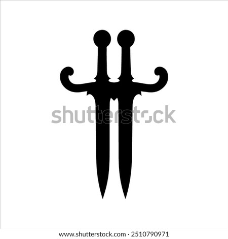 Double sword silhouette vector illustration design on white background.