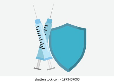 A double syringe vector with a shield indicates a prophylactic vaccination.