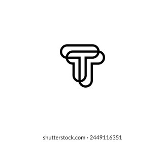 Double T black and white vector logo. Elegant minimalistic letters monogram initials.