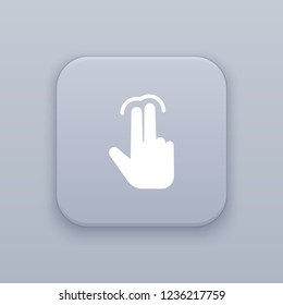 Double tap finger gray vector button with white icon on gray background