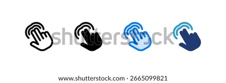 Double Tap icon set multiple style collection. Vector illustration.