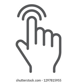 Double tap line icon, finger and gesture, click sign, vector graphics, a linear pattern on a white background, eps 10.