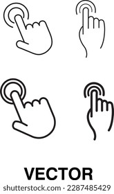 Icono de doble pulsación en la línea. Señal de estilo lineal Hand Click para concepto móvil y diseño web.eps