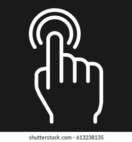 Double tap line icon, touch and hand gestures, mobile interface vector graphics, a linear pattern on a black background, eps 10.