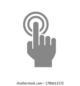 Double tap with one finger grey icon. Finger touch, cursor pointer symbol