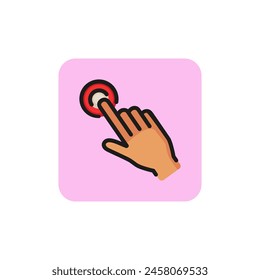 Double tap with one finger line icon. Index finger, hand, click. Gesturing concept. Can be used for topics like touchpad, touch screen, manual.