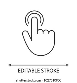 Double tap touch gesture linear icon. Thin line illustration. Hold and press button. Contour symbol. Vector isolated outline drawing. Editable stroke