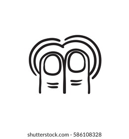 Golpee dos veces con dos dedos el icono de esbozo vectorial gesto de pantalla táctil de dos dedos aislado en el fondo. Icono de gesto de pantalla táctil dibujada a mano. Icono de esbozo de gestos de pantalla táctil para infografía, sitio web o aplicación.