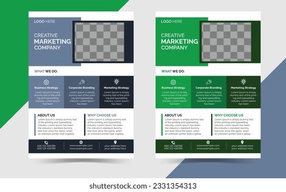 Double templates of a4 flyer, Flyer template layout design. business flyer, brochure, magazine, or mockup in blue and green colors. Perfect for creating professional business. vector template