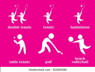 double tennis, tennis, badminton, table tennis, golf, beach volleyball sport icons