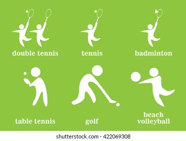 double tennis, tennis, badminton, table tennis, golf, beach volleyball sport icons