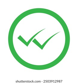 Vector de ícono de marca de verificación de doble marca.  Icono de marca de verificación de logotipo de doble marca de estilo plano. Acepte el Botón aislado en el fondo transparente. Ilustración vectorial.
