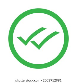 Double tick check mark icon vector.  Flat style double tick logo check mark icon. Accept button Isolated on transparent background. Vector illustration.