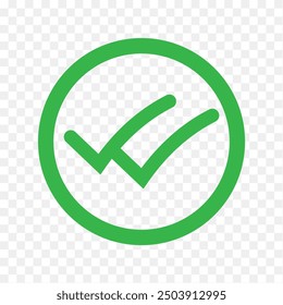 Double tick check mark icon vector.  Flat style double tick logo check mark icon. Accept button Isolated on transparent background. Vector illustration.