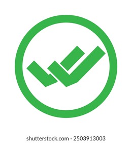 Double tick check mark icon vector.  Flat style double tick logo check mark icon. Accept button Isolated on transparent background. Vector illustration.