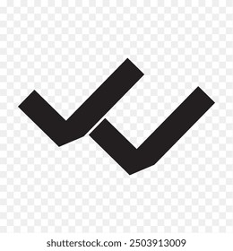 Double tick check mark icon vector.  Flat style double tick logo check mark icon. Accept button Isolated on transparent background. Vector illustration.