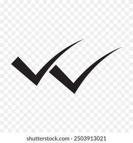 Double tick check mark icon vector.  Flat style double tick logo check mark icon. Accept button Isolated on transparent background. Vector illustration.