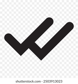 Doppelter Häkchen Häkchen Symbol Vektor.  Flaches doppeltes Häkchen Logo Häkchen Symbol. Schaltfläche Akzeptieren Einzeln auf transparentem Hintergrund. Vektorgrafik.