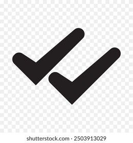Double tick check mark icon vector.  Flat style double tick logo check mark icon. Accept button Isolated on transparent background. Vector illustration.