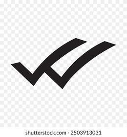 Double tick check mark icon vector.  Flat style double tick logo check mark icon. Accept button Isolated on transparent background. Vector illustration.