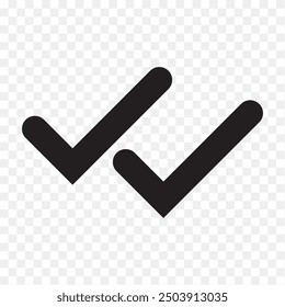 Double tick check mark icon vector.  Flat style double tick logo check mark icon. Accept button Isolated on transparent background. Vector illustration.