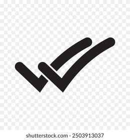 Double tick check mark icon vector.  Flat style double tick logo check mark icon. Accept button Isolated on transparent background. Vector illustration.