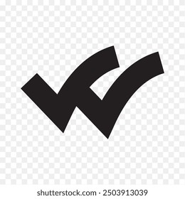 Doppelter Häkchen Häkchen Symbol Vektor.  Flaches doppeltes Häkchen Logo Häkchen Symbol. Schaltfläche Akzeptieren Einzeln auf transparentem Hintergrund. Vektorgrafik.