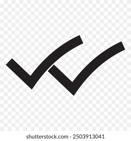 Double tick check mark icon vector.  Flat style double tick logo check mark icon. Accept button Isolated on transparent background. Vector illustration.