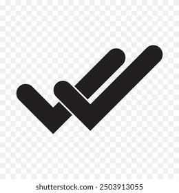 Double tick check mark icon vector.  Flat style double tick logo check mark icon. Accept button Isolated on transparent background. Vector illustration.