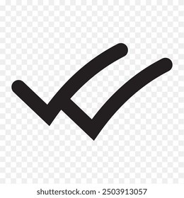 Double tick check mark icon vector.  Flat style double tick logo check mark icon. Accept button Isolated on transparent background. Vector illustration.