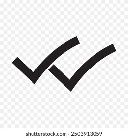 Double tick check mark icon vector.  Flat style double tick logo check mark icon. Accept button Isolated on transparent background. Vector illustration.