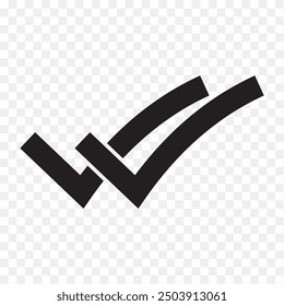 Double tick check mark icon vector.  Flat style double tick logo check mark icon. Accept button Isolated on transparent background. Vector illustration.