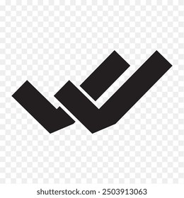 Double tick check mark icon vector.  Flat style double tick logo check mark icon. Accept button Isolated on transparent background. Vector illustration.