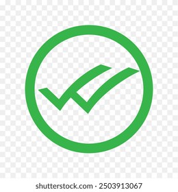 Double tick check mark icon vector.  Flat style double tick logo check mark icon. Accept button Isolated on transparent background. Vector illustration.