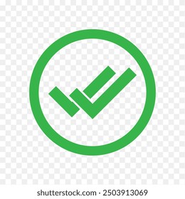 Double tick check mark icon vector.  Flat style double tick logo check mark icon. Accept button Isolated on transparent background. Vector illustration.