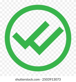 Double tick check mark icon vector.  Flat style double tick logo check mark icon. Accept button Isolated on transparent background. Vector illustration.