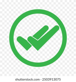 Double tick check mark icon vector.  Flat style double tick logo check mark icon. Accept button Isolated on transparent background. Vector illustration.