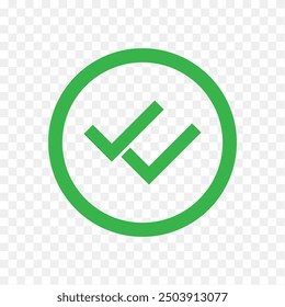 Double tick check mark icon vector.  Flat style double tick logo check mark icon. Accept button Isolated on transparent background. Vector illustration.