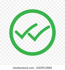 Double tick check mark icon vector.  Flat style double tick logo check mark icon. Accept button Isolated on transparent background. Vector illustration.