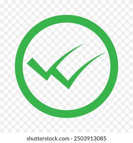 Double tick check mark icon vector.  Flat style double tick logo check mark icon. Accept button Isolated on transparent background. Vector illustration.