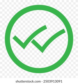 Double tick check mark icon vector.  Flat style double tick logo check mark icon. Accept button Isolated on transparent background. Vector illustration.