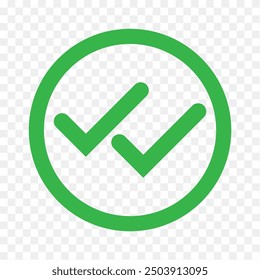 Double tick check mark icon vector.  Flat style double tick logo check mark icon. Accept button Isolated on transparent background. Vector illustration.