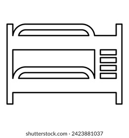 Double tier bunk bed contour outline line icon black color vector illustration image thin flat style